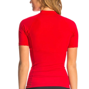 เสื้อแรชการ์ดแขนยาวสีแดงสำหรับผู้หญิง UPF50+ เป็นมิตรกับสิ่งแวดล้อม ระบายอากาศได้ดี แห้งเร็ว ป้องกันแบคทีเรีย ผลิตจากผ้าสแปนเด็กซ์และโพลีเอสเตอร์ ไร้ตะเข็บ กระชับพอดีตัว - Product Image 5