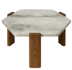 Table basse ronde en marbre avec base sphérique en laiton et bordure en bois, design moderne et luxueux, disponible à prix de gros. - Product Image 3
