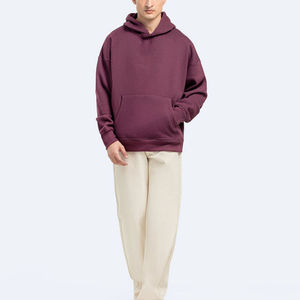 Sweat-shirt à capuche bordeaux pour homme, coupe ample, en coton French Terry, pull décontracté et vêtements décontractés - Product Image 1