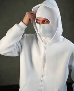 Sweat à capuche intégral de luxe, épais et lourd, avec fermeture éclair haut de gamme, mélange de coton doux et détails audacieux pour un look streetwear haut de gamme. - Product Image 3