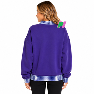Sweat-shirt à col montant Georgia State avec lettrage et bordures à carreaux, sweat-shirt personnalisé à col montant GA, vêtement d'hiver - Product Image 3