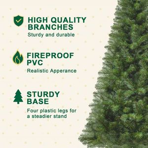 Sapin de Noël artificiel classique vert non éclairé de 1,80 m avec 490 pointes en PVC et support en plastique à 4 pieds pour décorations de fêtes - Product Image 6