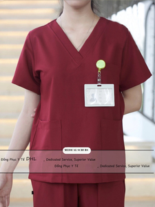 Wholesale Oem logo Custom Light Weight Professional Women's Nurse <b>Doctor</b> Uniform V-neck Medical Scrub Scrubs <b>Set</b> - Product Image 5