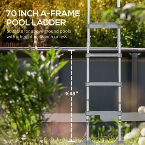 Échelle de piscine hors sol de 70 po avec plateforme en A de 48 po, marches antidérapantes et mains courantes arrondies, plateforme supérieure pour escalier de piscine - Product Image 4