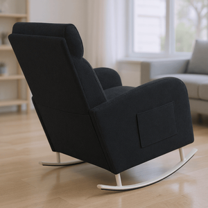 Sedia a Dondolo Moderna in Ciniglia Ecologica con Gambe in Metallo e Tasca Laterale per Balcone: Comfort e Funzionalità - Product Image 5