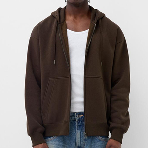 Sudadera con Capucha y Cremallera para Hombre, Talla Grande, Color Sólido, Felpa Francesa, Estilo Casual para Otoño, Corte Regular, Diseño con Bolsillos - Product Image 6