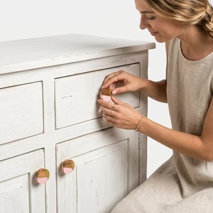Modern Resin Wood Cabinet Knob Pink Brass Accents Scandinavian Style Kitchen Bathroom Drawer Door Handle Eco-Friendly Easy - Product Image 3