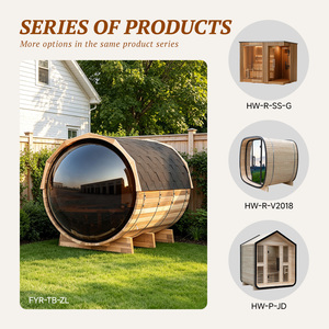 Sauna extérieur isolé avancé en cèdre rouge monobloc <span class=keywords><strong>avec</strong></span> véranda et vitrage panoramique arrière, certifié ETL, Wi-Fi, modèle Europe - Product Image 4