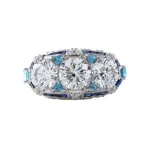 Nouvelle bague de fiançailles en diamant de laboratoire à trois pierres d'inspiration vintage de conception personnalisée, bague en milgrain antique pour femme - Product Image 1