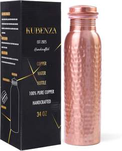 100% Pure Copper <b>Water</b> Bottle Ayurvedic Copper Bottle for Drinking <b>Water</b> 34 oz Handmade Office & Daily Hydration - Product Image 1