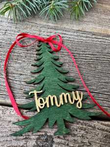 Adorno Navideño de Madera para Árbol de Navidad, Corte Láser, Cinta Roja, Decoración Festiva para Mesa, Decoración del Hogar, Estilo Tradicional, Tema Invernal - Product Image 4