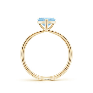 Anillo de Compromiso Solitario con Gema Azul Cielo en Corte Corazón, Diseño de Vástago Dividido, Rodio para Mujer, Oro de 10K/14K/18K, Plata de Ley - Product Image 2
