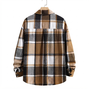 mens <b>flannel</b> shirt custom woven plaid button down casual fashion <b>overshirt</b> wholesale manufacturer private label apparel supplier - Product Image 6