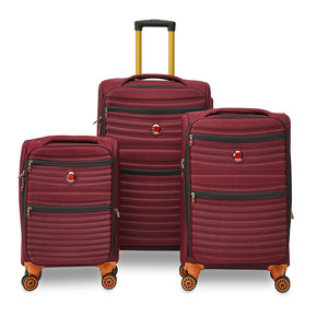 ชุดกระเป๋าเดินทางโพลีเอสเตอร์ 3 ชิ้น สีแดงเบอร์กันดี แบบขยายได้ ด้านข้างเป็นผ้าเนื้อนุ่ม พร้อมล้อ 4 ล้อ และกุญแจรหัสสำหรับการเดินทาง - Product Image 1
