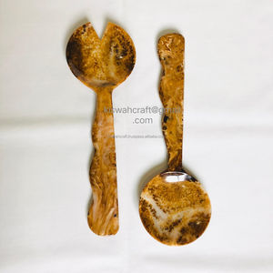 Juego de utensilios para ensalada casuales y elegantes, de resina, con mango largo, aptos para lavavajillas, libres de BPA, personalizables, para mesa de boda, cuchara, tenedor y otros utensilios. - Product Image 4