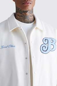 Sky Color Men's Street Wear Parche de impresión personalizado Chaquetas Universitarias de Trabajo Chaqueta de béisbol de hombre personalizada al por mayor en blanco de gran tamaño Varist - Product Image 5