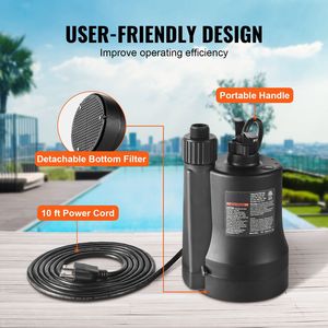 Pompa Sommergibile Portatile ad Alta Portata 1/3 HP, 2450 GPH, Altezza di Sollevamento 30 Piedi # # # #   Pompe Utilitarie Lunghe 10 Piedi - Product Image 5