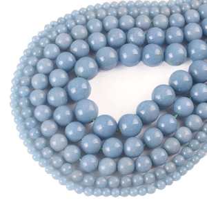 อัญมณีแองเจิลไลท์สีน้ำเงินธรรมชาติ เรียบเนียน เกรดพิเศษ ทันสมัย สำหรับทำเครื่องประดับ สร้อยข้อมือ สร้อยคอ DIY จี้ห้อยประดับ - Product Image 4