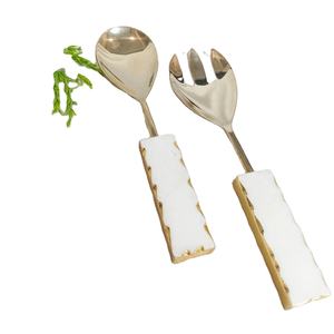 ช้อนทองเหลืองและหินอ่อนช้อนขนมมาใหม่เครื่องใช้บนโต๊ะอาหารสีทองช้อนทองเหลืองและหินอ่อน - Product Image 1