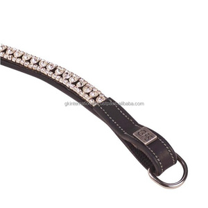 Banda de cejas de caballo negro y marrón de cuero suave y flexible de la mejor calidad con cadena de cristal Multicolor decorativa de 3 filas - Product Image 3