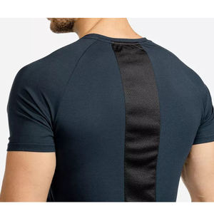 Men's Slim Fit Sporty Knitted Gym T-Shirt Quick Dry Breathable Compression Fitness Workout Sports Wear - Product Image 5