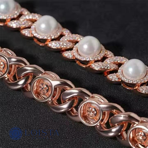 Women's Rose Gold Plated Diamond <b>Statement</b> <b>Necklace</b> Geometric Link Chain Luxury Wedding Gift Jewelry - Product Image 3