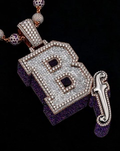 Iced Out Moissanite Letter Name <b>Pendant</b> 925 <b>Silver</b> Rose Gold Plated Luxury <b>Initial</b> Everyday Wear <b>Pendant</b> Hip Hop Jewelry For Men - Product Image 4
