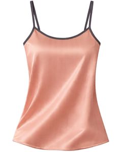 Ensemble pyjama personnalisé en satin pêche pour femme, comprenant un haut de pyjama et un short, vêtements de nuit doux en soie, ensemble deux pièces d'été pour la détente avec nœud gris foncé - Product Image 2