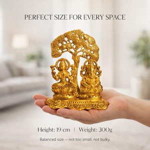 Estatua de Metal Hecha a Mano de Lakshmi Ganesha de 7.5 Pulgadas para Decoración del Hogar, Pooja, Diwali, Bodas, Regalo Indio, Figura Religiosa, Arte - Product Image 5