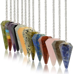 Péndulo de amatista pulida de moda con cadena de plata, el mejor estilo Feng Shui, piedra artesanal para equilibrar chakras - Product Image 3