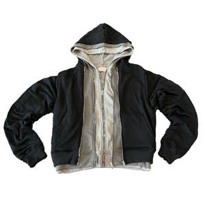 Sweat-shirt à capuche double couche pour hommes, tendance |   Sweat à capuche streetwear épais et chaud pour homme avec logo personnalisé, fermeture éclair, double couche - Product Image 1