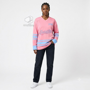 Camiseta de hockey sobre hielo Jack And Jill Of America, rosa y azul, de malla de poliéster, que absorbe la humedad, para rendimiento atlético, camiseta de hockey griega - Product Image 5