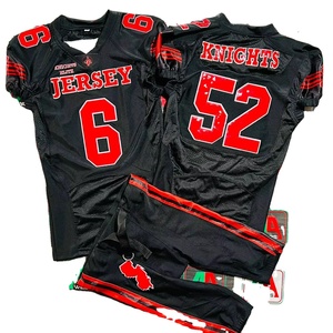 Jersey de fútbol americano hecho en Pakistán, bordado de talla grande, pantalones de sublimación estirables transpirables, manga corta, foto Real - Product Image 1