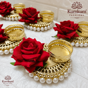 Support de bougie chauffe-plat décoratif floral rose fait main indien tendance pour Diwali, mariage, Pooja, décoration intérieure, cadeau de retour festif et souvenir - Product Image 1