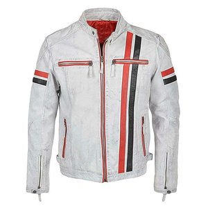High End Canvas <b>Leather</b> <b>Jackets</b> for Men Offering Superior Warmth Timeless Biker Style with Stand Collar Front Logo Modern Fit - Product Image 4