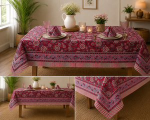 Cotton Hand Block Printed Eco-Friendly Customizable Indian Rectangle Modern Durable <b>Table</b> Cover <b>Runner</b> Floral Design Handmade - Product Image 2