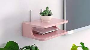 ขาตั้งกล่องรับสัญญาณ/ขาตั้งกล่องรับสัญญาณแบบติดผนังสำหรับชั้นวางของติดผนังในบ้านสำหรับวางลำโพงและเราเตอร์ Wi-Fi (มาตรฐาน, สีชมพู) - Product Image 3