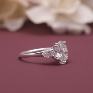IGI Certified Lab Grown Oval <b>Diamond</b> Three Stone Engagement <b>Ring</b> 14K White /Rose And Yellow Gold Oval Cut <b>Diamond</b> <b>Ring</b> for Women - Product Image 2