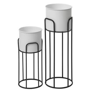 Macetas de hierro con revestimiento blanco, macetas con soporte para plantas de interior, decorativas, para montar en el suelo, juegos de macetas metálicas con soporte para decoración del hogar. - Product Image 5