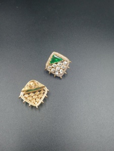 Luxury AMAIRA JEWELS Gold Plated <b>Silver</b> <b>Stud</b> <b>Earrings</b> Emerald Diamond Geometric Design Classic Women's Everyday Wear Jewelry - Product Image 3
