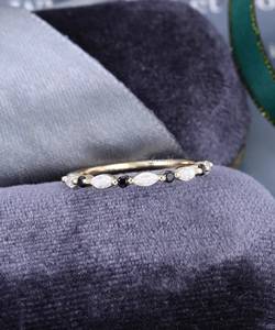 Elegant Moissanite Diamond Eternity <b>Ring</b> Sterling <b>925</b> <b>Silver</b> Premium Unique Black Onyx Half eternity <b>ring</b> Wedding Anniversary - Product Image 1