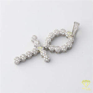 Iced Out Spiritual Cross Charm Pendant With Moissanite Diamond and Gold Tone Finish - Product Image 4