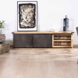 Mueble TV Vandana Silver Mark 160 cm con puerta corredera, metal y madera, Character - Product Image 3