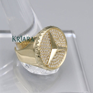 Anillo de Diamante Cultivado en Laboratorio Chapado en Oro para Hombre, Corte Brillante Redondo, Estilo Hiphop, Uso Diario - Product Image 4