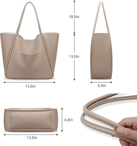 Sac fourre-tout en cuir véritable de haute qualité pour femmes, fermeture à glissière, imperméable, broderie personnalisable, couleurs et tailles variées, mode Velano - Product Image 6