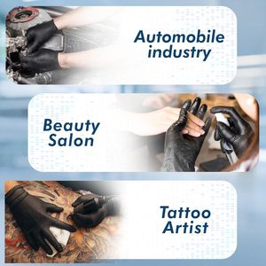 Gants jetables en nitrile noir, sans latex, sans poudre, texturés, pour le nettoyage et la manipulation des aliments - Product Image 6