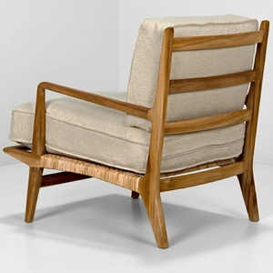 Fauteuil en bois rembourré moderne en tissu crème pour salle d'attente, hall d'accueil, chambre d'hôtes - Fournisseur de mobilier - Product Image 5