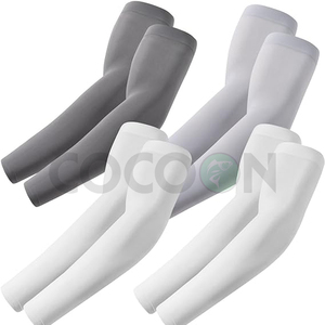 Mangas de protección solar UV blancas personalizadas OEM, elásticas de spandex, para baloncesto, ciclismo, pesca, ropa deportiva. - Product Image 3