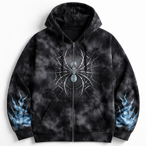 Wholesale Custom Heavyweight Winter Embroidered Spider <b>Zip</b>-<b>Up</b> Hoodie for Men-OEM Solutions Direct From Factory - Product Image 5