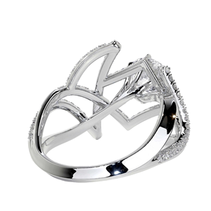 Anillo de Diamantes Entrecruzados con Geometría Abstracta Multibanda, Engaste de Pavé con Diamantes Flotantes, Diamantes Cultivados en Laboratorio, Oro Blanco de 10k/14k/18k - Product Image 2